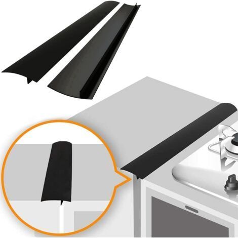 Lot de 2 cache-joints en silicone pour cuisinière. résistants à la chaleur. pour combler les espaces entre la cuisinière et le plan de travail. faciles à nettoyer (53 cm. noir) (1/5)