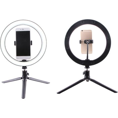 Anneau lumineux LED 160MM, éclairage annulaire à intensité variable pour photographie, Selfie, lampe de téléphone, avec trépieds de Table, alimenté par USB, pour diffusion en direct/maquillage (1/5)