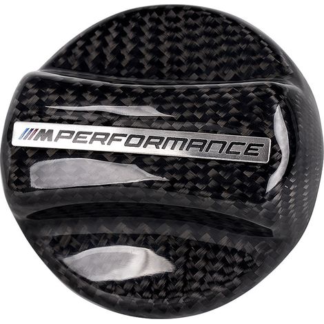 Autocollant d'avertissement en fibre de carbone MPerformance pour bouchon de réservoir de carburant BMW - matériau en fibre de carbone (avec logo) (1/3)