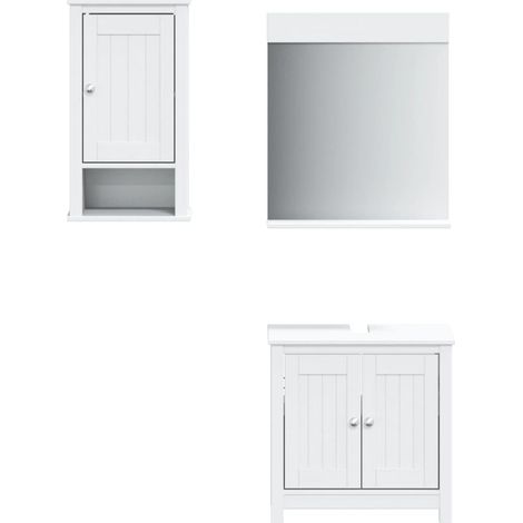 Maison Exclusive - 3-tlg. Badmöbel-Set BERG Weiß Massivholz Kiefe