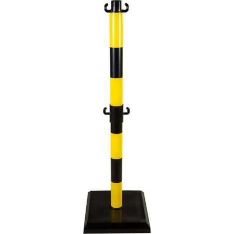 Poteau PVC Jaune/Noir avec crochets à mi-hauteur sur socle lesté 3kg - 2000987