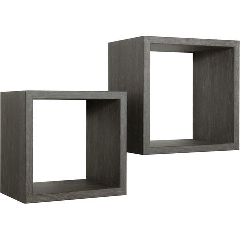 Rechteckiger 2er set wandregal mod. Q-bis Maxi farbe eiche dunkel (1/4)
