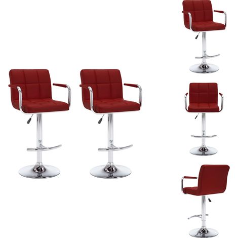 Tabourets de bar lot de 2 rouge bordeaux similicuir - Tabouret De Bar - Tabouret De Comptoir - Chaise Haute - Meuble Bar - Mobilier Design (1/5)