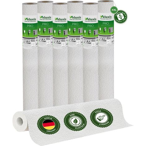 Veluxis® Papier peint intissé PRO 25,00 m x 1,06 m (micro-texturé, lot de 6) – excellent rapport qualité-prix, idéal pour les grandes surfaces et les plafonds – Fabriqué en Allemagne