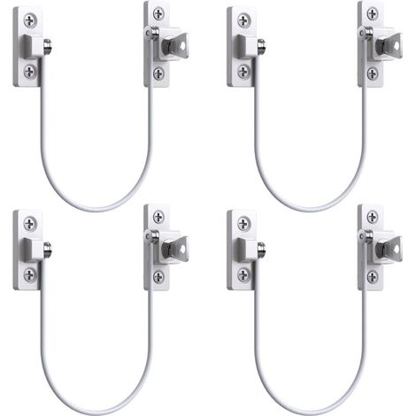 4pcs Entrebâilleur Fenêtre Porte Restricteur de Porte de Fenêtre Verrou Fenetre UPVC Verrouillage de Limite Verrou de Sécurité Câble Serrure de Limite Avec Clé et Vis