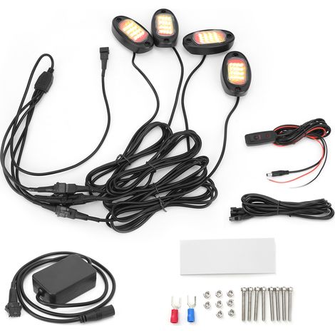 Kit 4 LED Rock Lights Bluetooth Néon Étanche Commande Musicale pour Châssis 4x4 Pickup Camion Tout-Terrain Voiture (1/5)