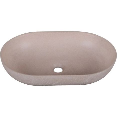 Lavabo da appoggio sabbia ovale rosa 530x350x130 mm senza piletta (1/4)