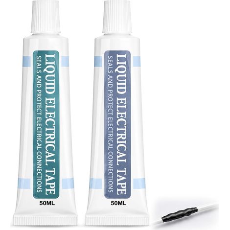 Liquid insulating adhesive for electrical cables, pack of 2 x 50ml bottles (1 black, 1 white), fast-drying liquid rubber coating, protection for cables and connections, versatile for indoor and outdoo (1/5)