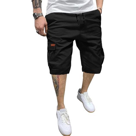 YAOHUOLE Men's Elastic Cargo Shorts Bermuda Work Shorts Military Outdoor Multi Pockets (1/5)