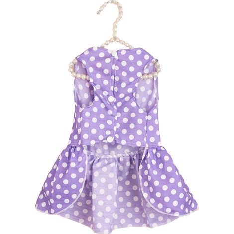 Robe pour chien mignonne et légère à la mode avec boutons imprimés et boutons pour chiot et chat - Violet S (convient aux animaux de 0,5 à 1,5 kg / 1,1 à 3,3 lb) (1/5)