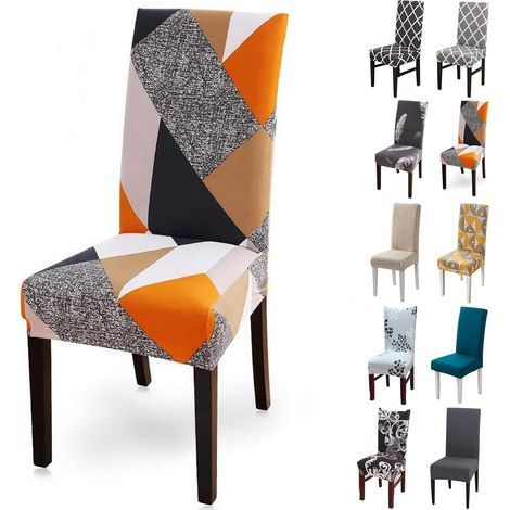 Houssede Chaise Extensible, Lot de 6 Housses Amovibles et Lavables pour Cuisine et Salle à Manger, Respirantes, Douce et Confortable, Déco pour Hôtel (1/5)