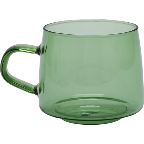Tasse à café en verre de 350ml, résistante à la chaleur, idéale pour maison et café - Design cristal avec anse (1/5)
