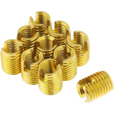 Lot de 10 inserts filetés autotaraudeurs M8 x M5 en acier inoxydable 302, type fente, pour la réparation de filetages. (1/5)