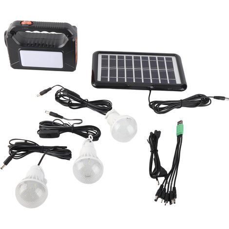 Ortviai Générateur Solaire Portable avec Lampe LED, 3 Ampoules Externes, Batterie 4000 mAh, 2 Modes de Chargement (1/5)