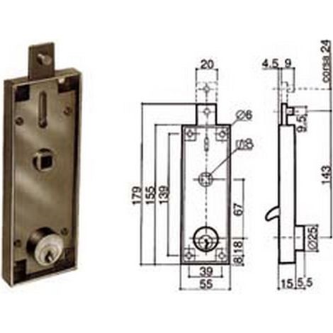 1PZ SERRATURA SERRANDA BASCULANTE CILINDRO FISSO TONDO 6551