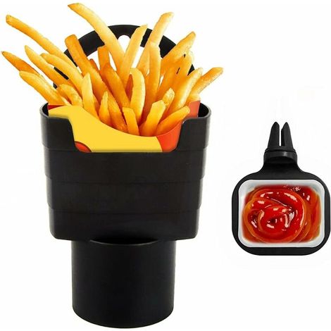 Green Mobility-Porte-Gobelet à Frites, Porte-Sauce en Voiture, Accessoire Intérieur de Voiture, Noir (1/5)