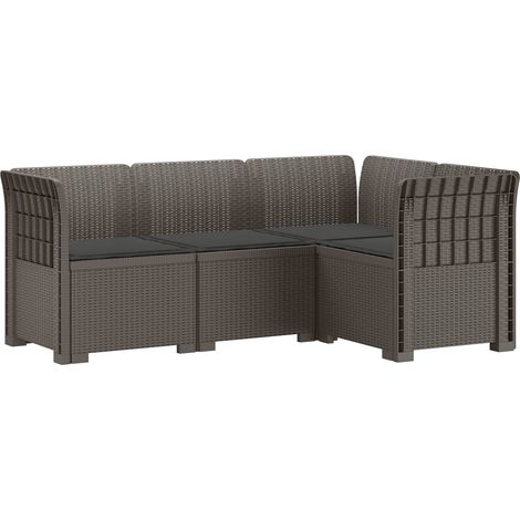 4-Seater Garden Sofa with Cushions Rattan Look PP Light Grey vidaXL (1/5)