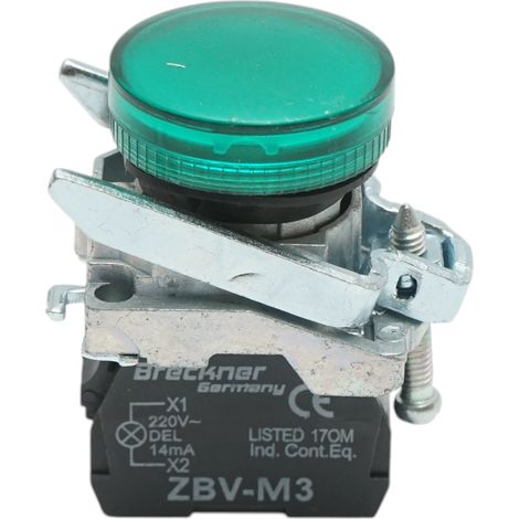 Indicatore di segnale LED verde 220V, 14mA, TB4 Breckner Germany (1/5)
