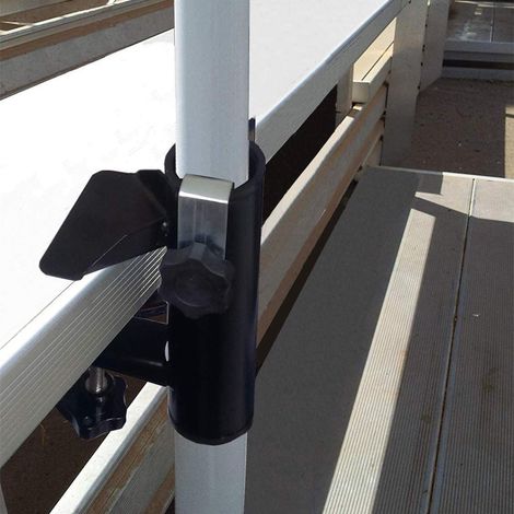 Support Pour Parasol - Pince Métallique Pour Rambarde Et Surface Plane - Adapté Pour Terrasse Balcon Piscine Tribunes Voiture Bateau - Diamètre Tube 3,8 cm - 1 Pièce (1/5)