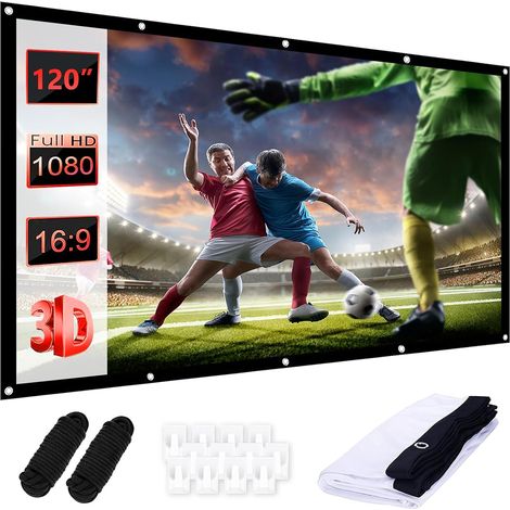 Écran de projection 120" 16:9 HD pour extérieur, toile de projection portable pliable avec crochet et corde pour la maison, l'école, les réunions, le camping, le home cinéma (1/5)
