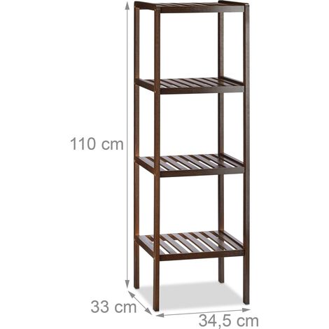 Étagère de salle de bain bambou 4 étages brun (1/4)
