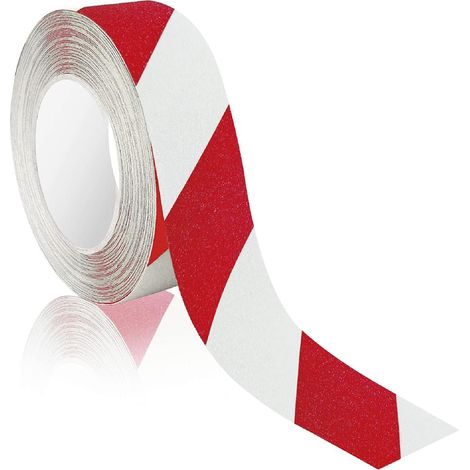 CCYKXA Anti-Rutsch-Klebeband Rot/Weiß 50mm x 10m Für Innen und Außen I Anti-Rutsch-Klebeband für Treppen, Leitern, Badezimmer I Anti-Rutsch-Streifen