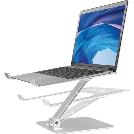 JF HOME BLISS Laptop Stand Adjustable Height, Ergonomic Foldable Computer Stand for Desk, Aluminum Ventilated Laptop Cooling Pads for 10-16" Laptops Silver (1/5)