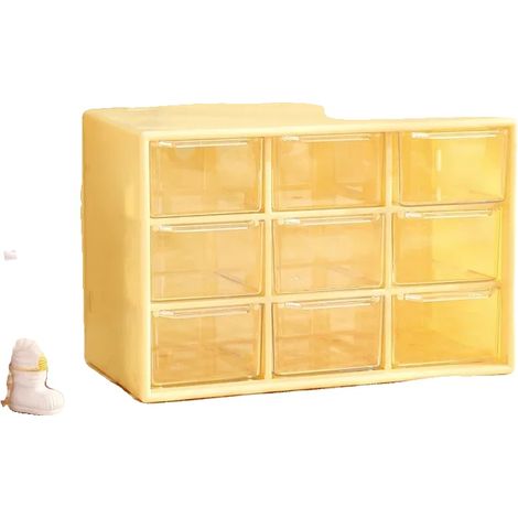 Scatola portaoggetti, design a 9 scomparti, materiale ecologico, GIALLO (1/2)