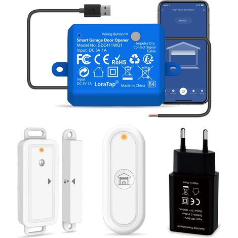 Ouvre-Porte de Garage Connecté WiFi avec Télécommande RF, Interrupteur de Porte Intelligent, Kits Smart Module Commutateur pour Portail Coulissant (1/5)
