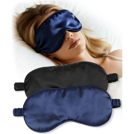 2er Pack Schlafmasken Maenner Frauen, Schlaf lichtundurchlaessig bequem verstellbar Reise Buero Mittagsschlaf (1/4)