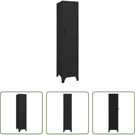 Armoire de rangement -  Armoire à casiers Noir 38x45x180 cm Acier (1/5)