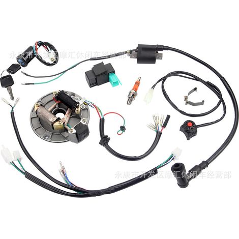 Off-road motorcycles, ATVs, beach buggies, 50-110cc, complete wiring harness, CDI ignition system, coil, ignition switch. (1/5)