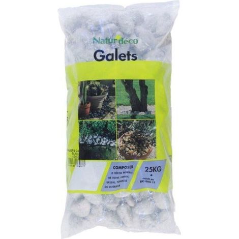 Galets Décoratifs - Marbre Blanc Carrare - Granulométrie 40/60 mm - Pour Gabions Rocailles et Aménagement Extérieur - Sac de 25 kg (1/2)
