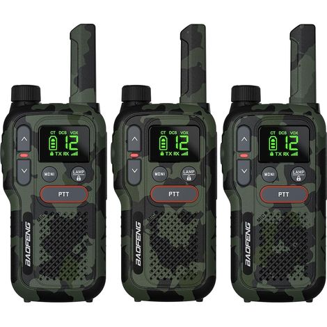 Talkie Walkie Enfant PMR446 Radio sans Licence, Talkie-walkie Rechargeable Longue Portée, Batterie 1500 mAh, Double PTT, 16 Canaux, Balayage, Lampe de Poche pour Camping, Paquet de 3 (1/5)