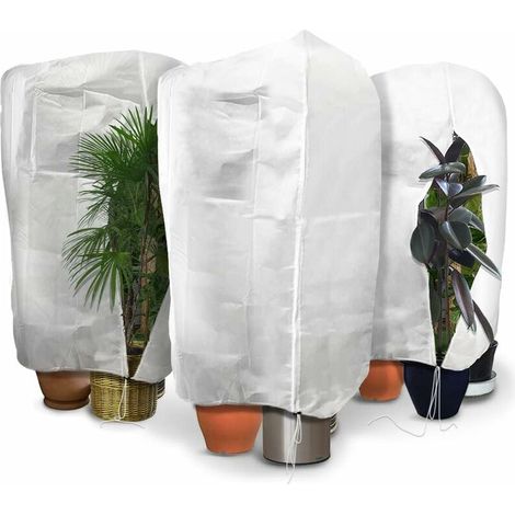 Set di 3 teli invernali per piante con coulisse e cerniera, telo invernale in polipropilene da 80 g/m², riutilizzabile, resistente, 120 x 180 cm