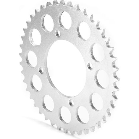 Chaîne et pignons de remplacement pour motos 125 cm³, 140 cm³, 150 cm³ et 160 cm³, y compris les motos tout-terrain. Chaîne 420 avec pignon arrière de 43 dents. (1/5)