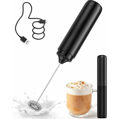 Fouet Électrique Rechargeable - USB-C - Acier Inoxydable 304 - Pour Café Latte Cappuccino Chocolat Chaud Matcha - 1 Pièce