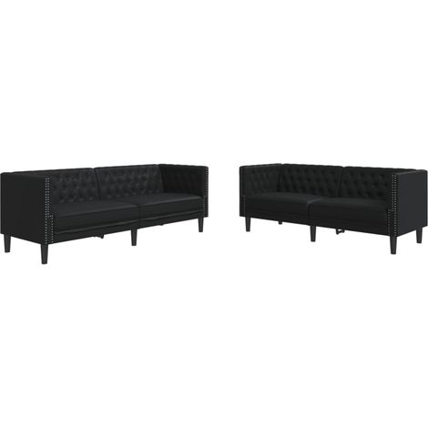 2-tlg. Chesterfield-Sofa-Set Schwarz Kunstleder vidaXL