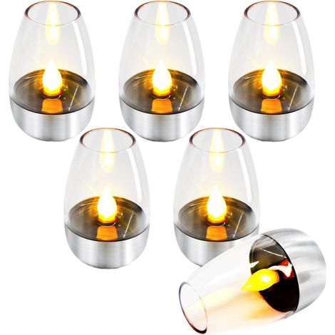 Bougies chauffe-plat à énergie solaire Bougie sans flamme rechargeable étanche – Bougies chauffe-plats réutilisables à énergie solaire pour la maison, le salon, le jardin, le restaurant, le bar, le (1/5)
