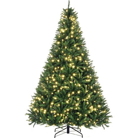 HOMCOM künstlicher Weihnachtsbaum, 210 cm Christbaum mit 2154 Spitzen, 700 LED-Leuchte, rutschfesten Metallständer, für Indoor, Weihnachten Deko, Grün (1/5)