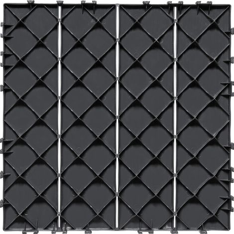 Mophorn ineinandergreifende Terrassenfliesen, 36er-Pack, 12 x 12 Zoll, 36 Quadratfuß. Wasserdichter Kunststoff-Bodenbelag für jedes Wetter. Ideal für Terrasse, Pool, Balkon und Garten. Dunkelgrau