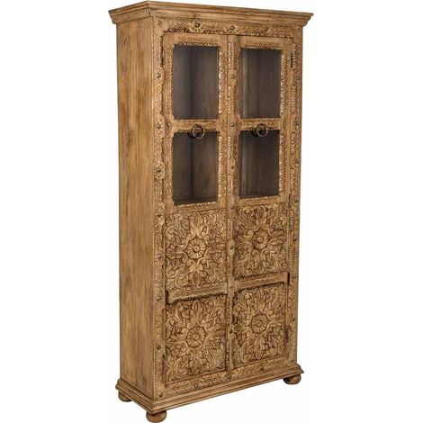 Vitrina de cristal y madera artesanal marrón 89x40x190 (1/5)