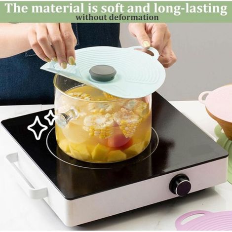 Lot de 3 couvercles en silicone de qualité alimentaire pour casseroles et poêles de 31,5/23/20 cm, couvercles réutilisables à vent (1/5)