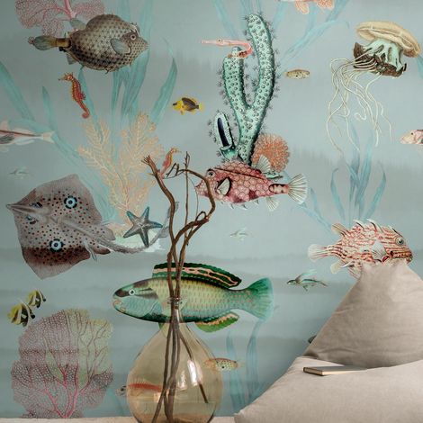 A.S. Creation Livingwalls Fototapete The Wall III 398721 Eine Rolle Ein Motiv 159 x 280 cm Blau Bunt Rosa (1/4)