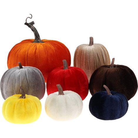 Zucca Decorativa Velluto Set 8 Pezzi Dimensioni Diverse Autunno (1/5)