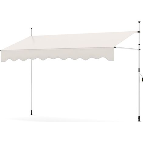Toldo retráctil 300 x 120 x 210-300 cm protección solar ajustable ambiente acogedor poliéster beige 200013640