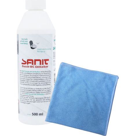 BADfabrik24 Sanit Dusch-WC Entkalker 500 ml Flasche + Mikrofasertuch