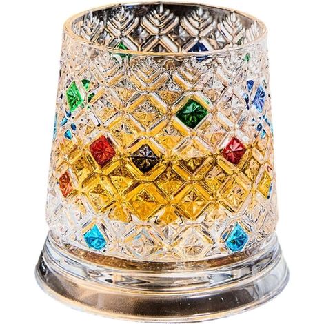 Bicchieri da whisky rotanti dipinti a mano con base girevole - 1