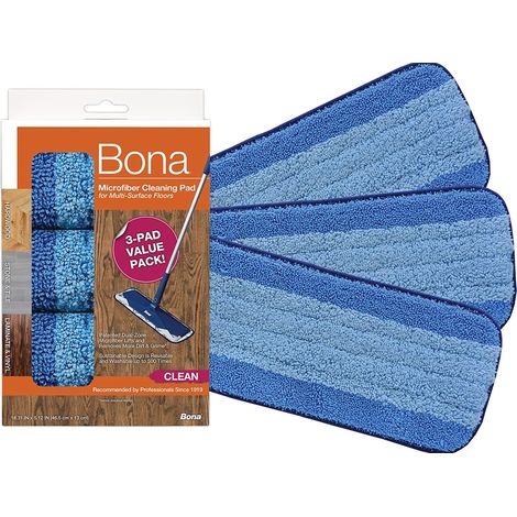 Pad de nettoyage en microfibre 42 cm – 2 zones de nettoyage – Lavable jusqu'à 500 fois – Compatible avec balai microfibre – Bona