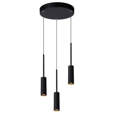 Lampe pendante à 3 lumières Tubule Noir - 24401/21/30